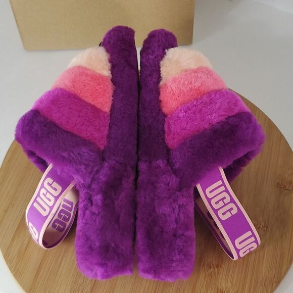 UGG Fluff Yeah Ombre Slide Women's 7 Multi Wool Slingback Slipper Sandal - Picture 9 of 14